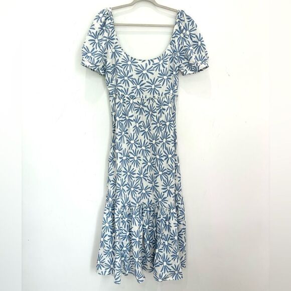 Polo Ralph Lauren Kai Floral Linen Midi Dress In Blue - Picture 8 of 9
